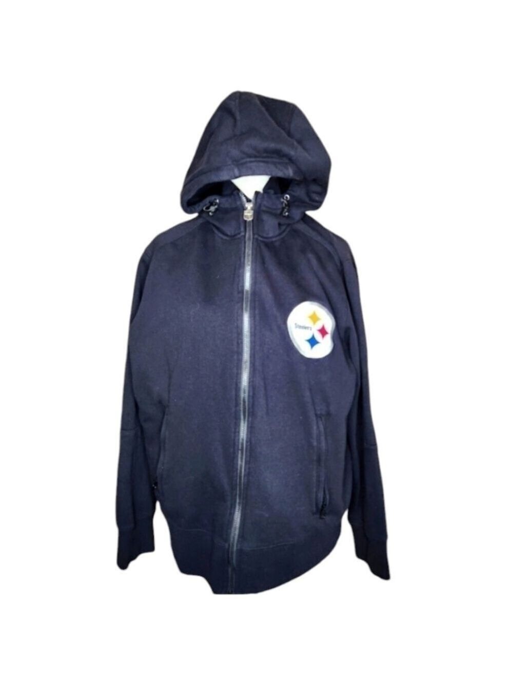 Vintage NFL Pro Line Pittsburgh Steelers Fleece Lined Hooded Full Zip Jacket XL
